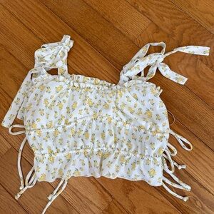 Floral Yellow and White Crop Top